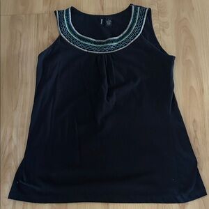 MOLLY MAXI Embroidered Black Sleeveless Top, Sz M